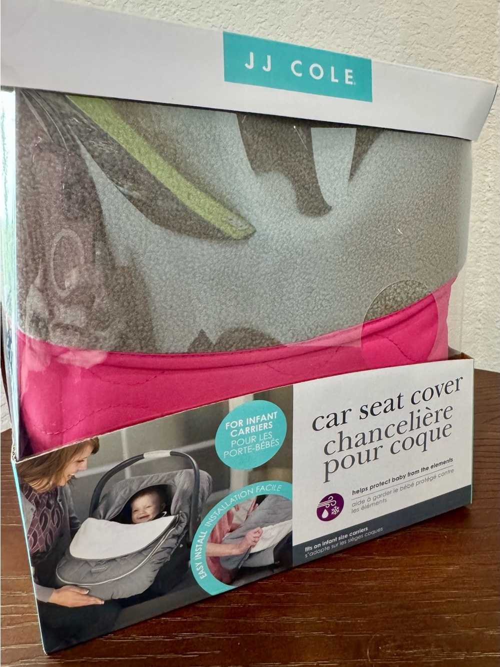 JJ Cole Infant Car Seat Cover - Hot Pink & Gray - New in Box